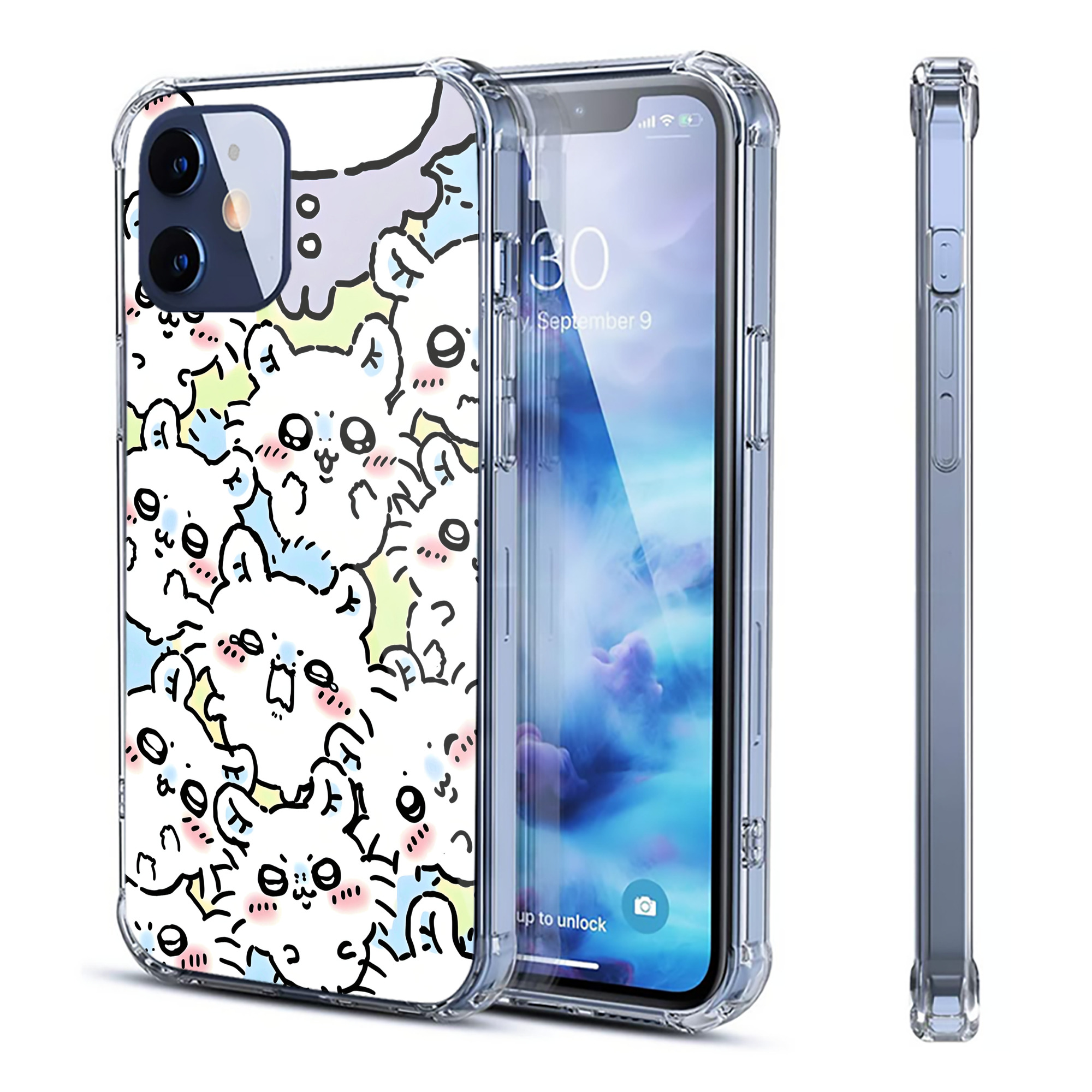 （画像用） ちいかわ Chii-kawa 【iPhone 12シリーズ対応】透明スマホケース（クリアソフトケース）
